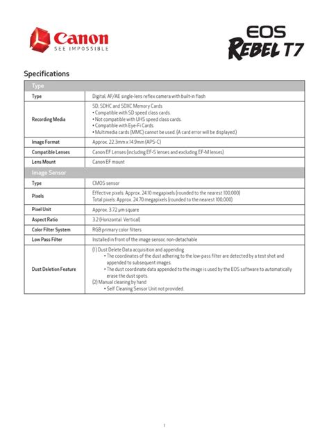 canon eos digital info|Specifications & Features .